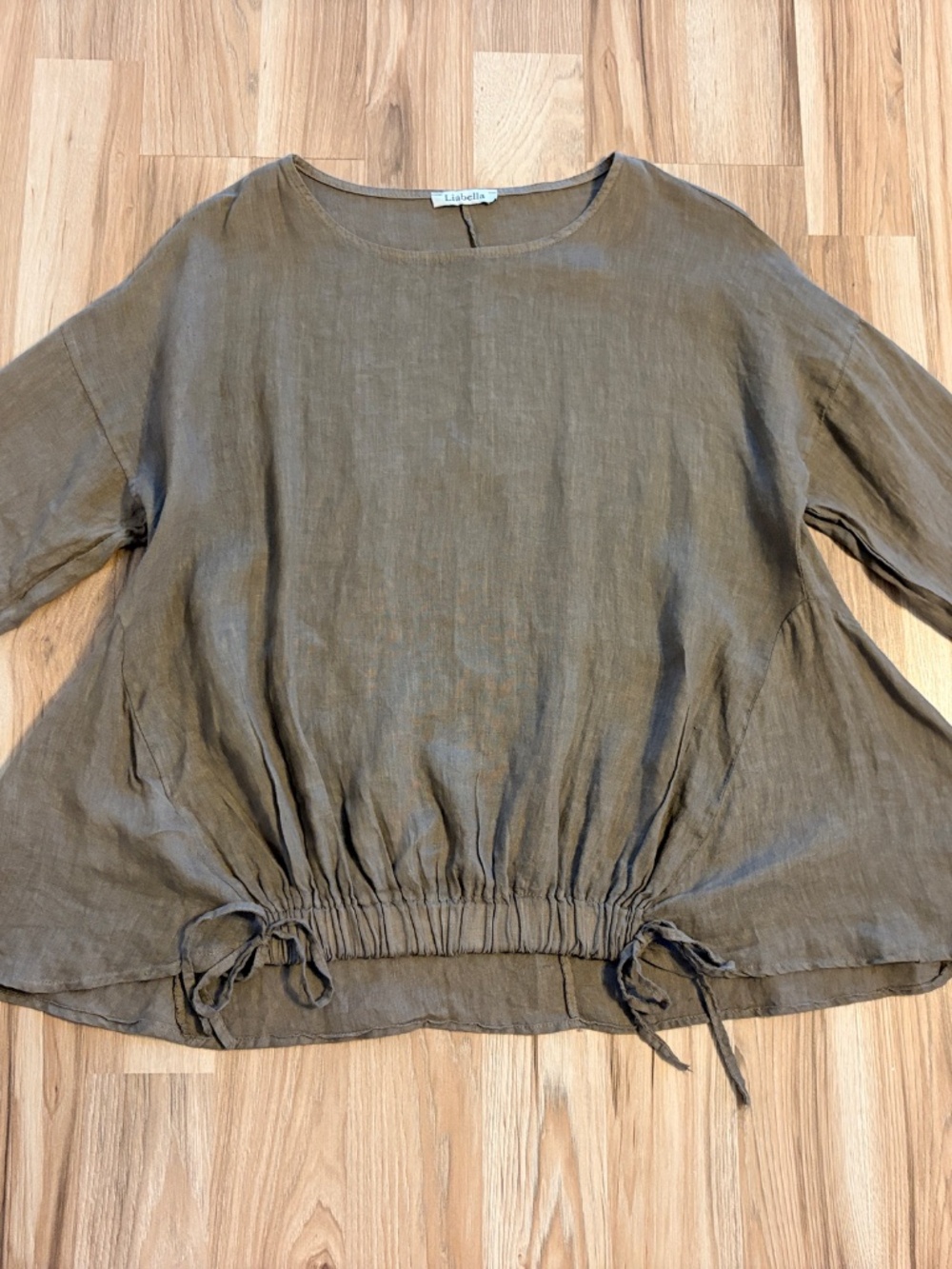 100% Linen. Made in Italy olive/mocha green tunic. - Picture 5 of 5